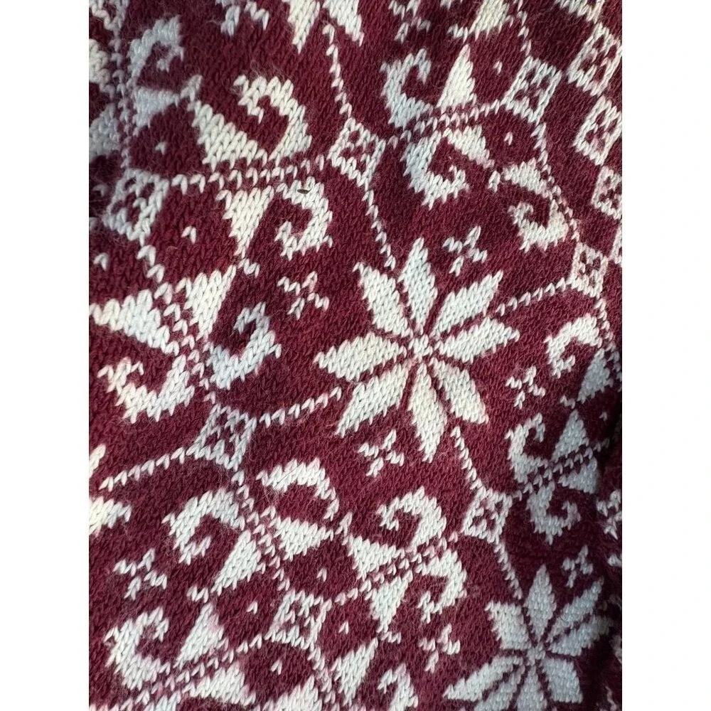 Vintage American Pride Burgundy Snowflake Fair Isle Sweater Womens 20W Made‎ USA